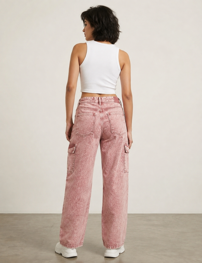 Women’s Baggy Fit Cargo Jeans | High Waist Wide Leg Denim | Stylish Casual Street Style Pants for Girls