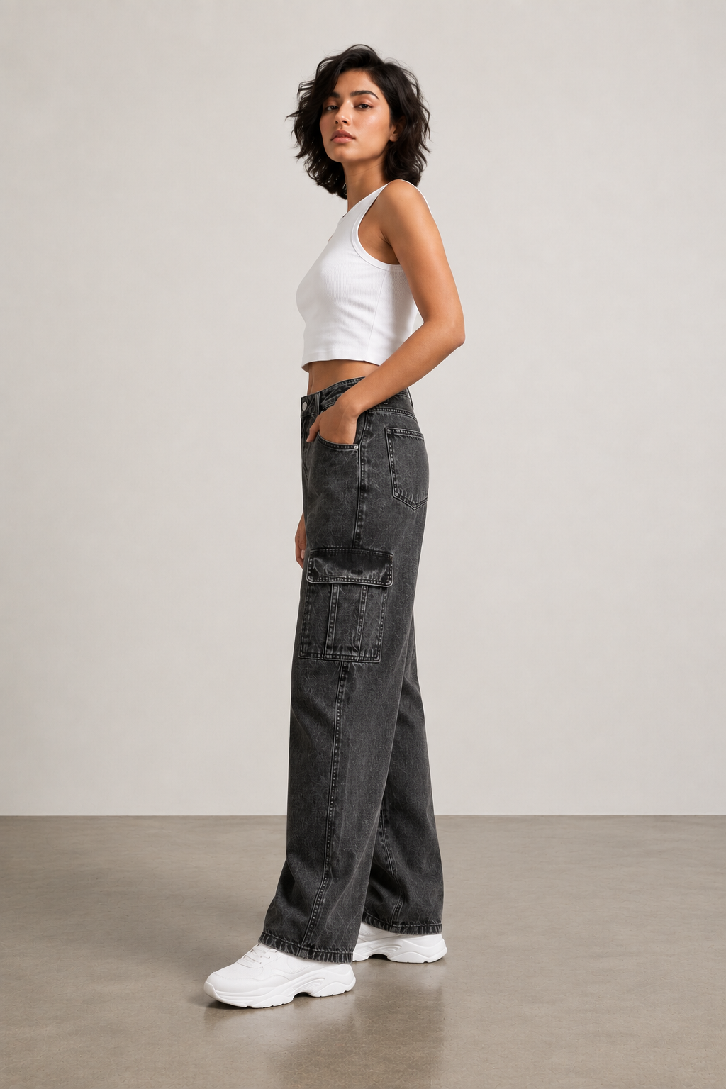 Women’s Baggy Fit Cargo Jeans | High Waist Wide Leg Denim | Stylish Casual Street Style Pants for Girls