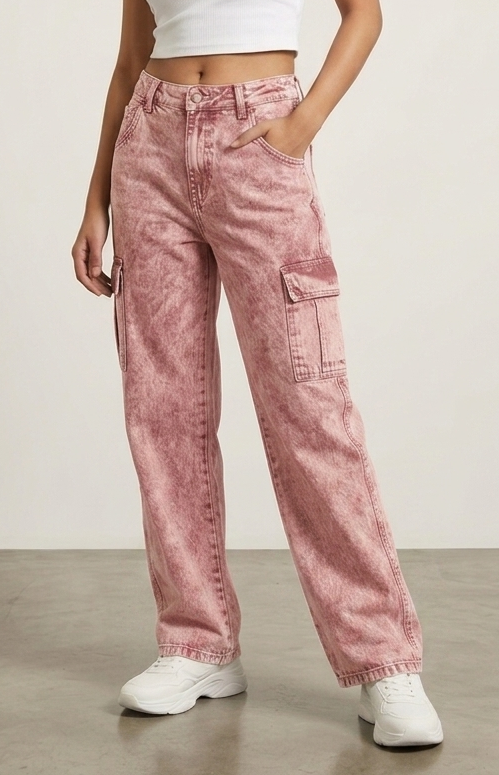 Women’s Baggy Fit Cargo Jeans | High Waist Wide Leg Denim | Stylish Casual Street Style Pants for Girls