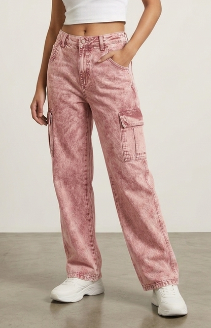 Women’s Baggy Fit Cargo Jeans | High Waist Wide Leg Denim | Stylish Casual Street Style Pants for Girls