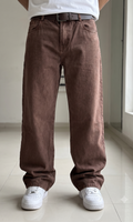 Men's BROWN Baggy Fit Denim Jeans | Oversized Wide Leg Casual Streetwear Jeans
